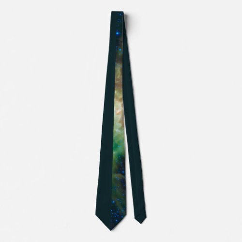 Stylish Half Dark Green Galaxy Neck Tie
