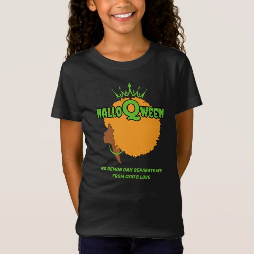 Stylish HALLOQWEEN Afro Queen Halloween Girls T_Shirt
