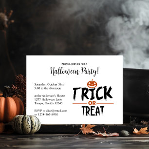Stylish Halloween Party "Trick Or Treat" Print  Invitation
