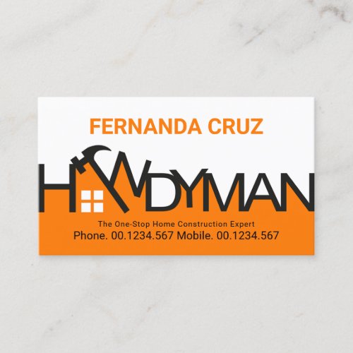 Stylish Hammer Handyman Signage Business Card