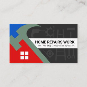 Stylish Hammer Roof Silhouette Handyman Tools Business Card