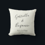 Stylish Hand Lettered Couple Names Wedding Custom Throw Pillow<br><div class="desc">Create a fun keepsake for your special day with this modern minimalist black and ivory design featuring a beautiful handwritten script lettering.</div>