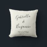 Stylish Hand Lettered Couple Names Wedding Custom Throw Pillow<br><div class="desc">Create a fun keepsake for your special day with this modern minimalist black and ivory design featuring a beautiful handwritten script lettering.</div>