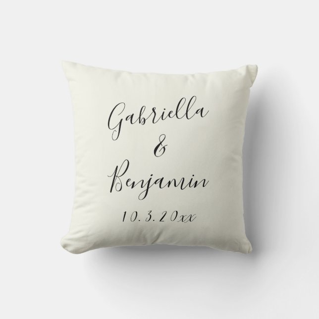 Stylish Hand Lettered Couple Names Wedding Custom Throw Pillow (Front)