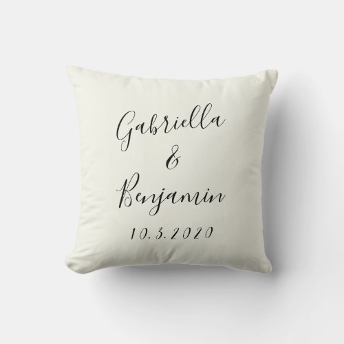 Stylish Hand Lettered Couple Names Wedding Custom Throw Pillow