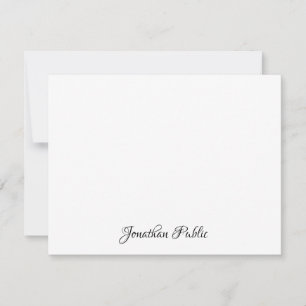 Stylish Hand Script Name Text Minimalist Flat Note Card