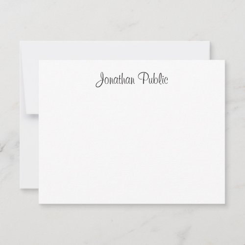 Stylish Hand Script Name Text Personalized Flat Note Card