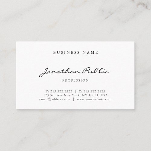 Stylish Hand Script Text Modern Simple Template Business Card