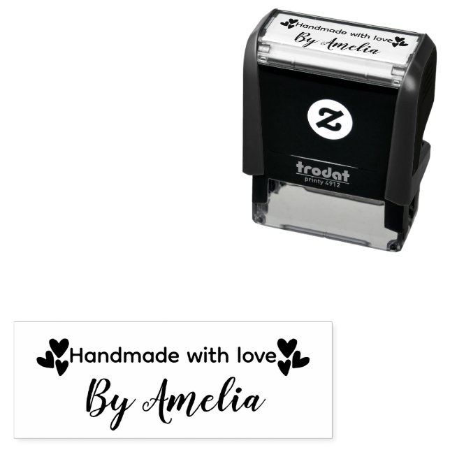 Stylish Handmade With Love Script  Self-inking Stamp (In Situ)