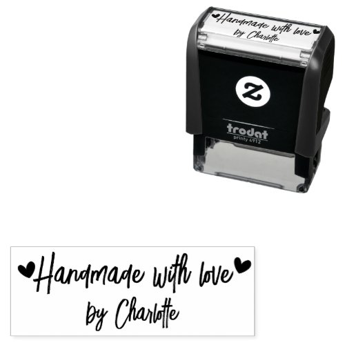 Stylish Handmade With Love Script Self_inking Stamp