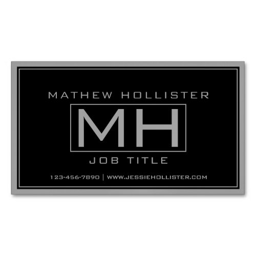 Stylish Handsome Grey  Black Professional Business Card Magnet