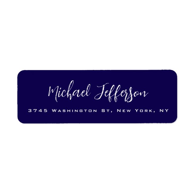 Stylish Handwriting Creative Trendy Dark Blue Label (Front)