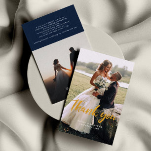 Stylish Handwriting Photo Wedding Thank You Card