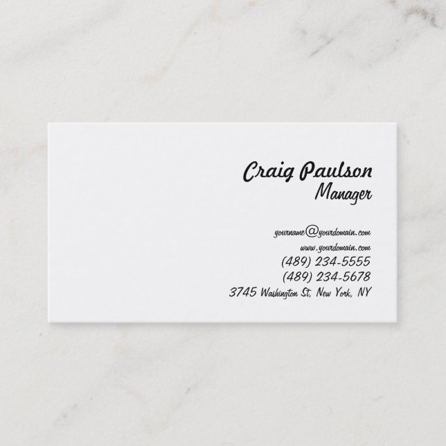 Stylish Handwriting Script White Business Card (Front)