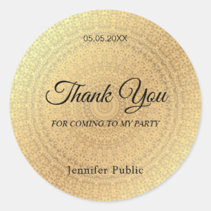 Stylish Handwriting Thank You Gold Template Classic Round Sticker