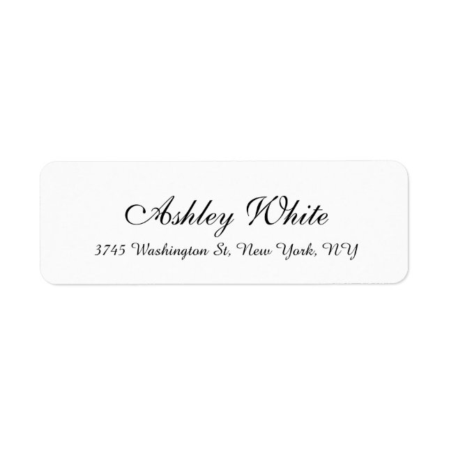 Stylish Handwriting White Plain Elegant Unique Label (Front)