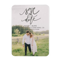 Stylish Handwritten Calligraphy Save the Date Magnet