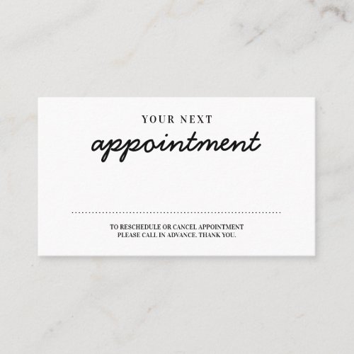Stylish Handwritten Modern Minimalist Reminder  Appointment Card