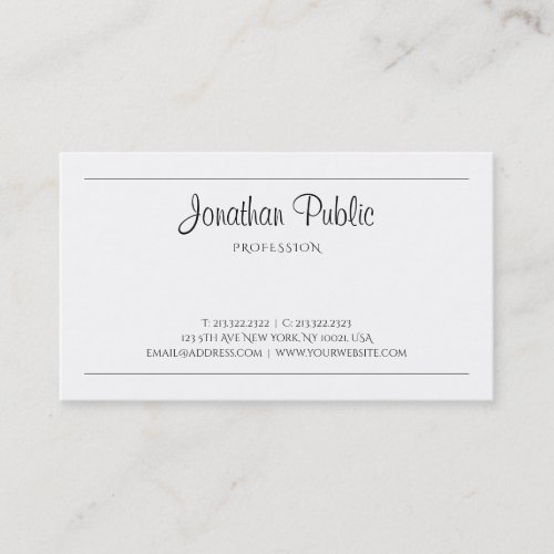 Stylish Handwritten Modern Professional Plain Luxe Business Card