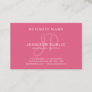 Stylish Handwritten Monogram Blush Pink Plain Business Card