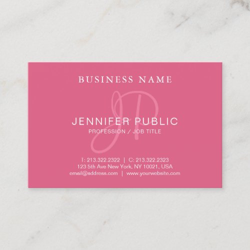 Stylish Handwritten Monogram Blush Pink Plain Business Card