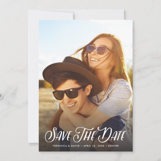 Stylish Handwritten Photo Save The Date (Front)