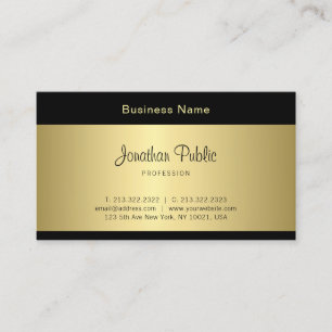 Stylish Handwritten Script Clean Glamour Gold Look Business Card