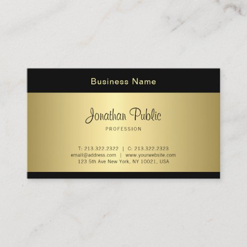 Stylish Handwritten Script Clean Glamour Gold Look Business Card