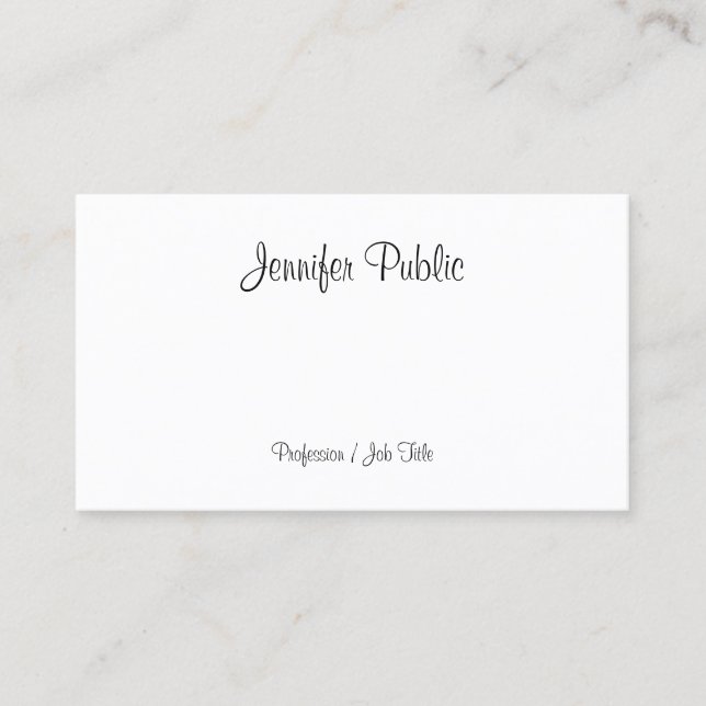 Stylish Handwritten Script Modern Sleek Plain Chic Business Card (Front)