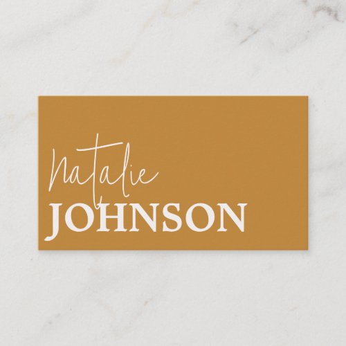 Stylish Handwritten Script Mustard Minimalist  Business Card