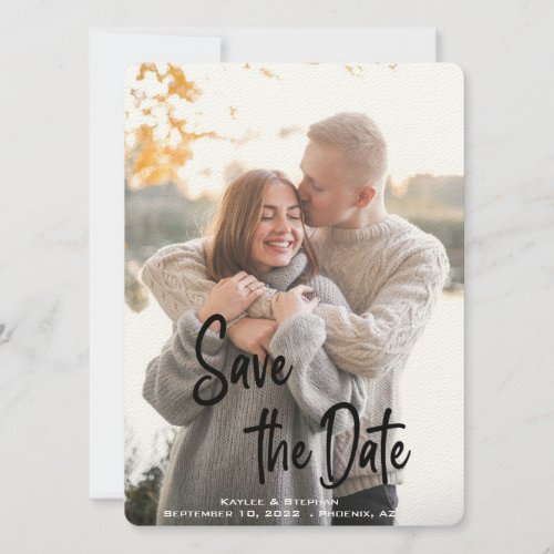 Stylish Handwritten Script Personalized Photo Save The Date