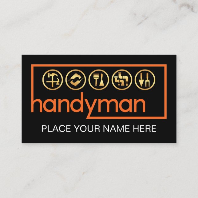 Stylish Handyman Frame Home Repairs Business Card (Front)