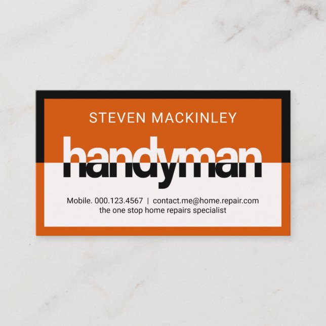 Stylish Handyman Signage Frame Business Card (Front)