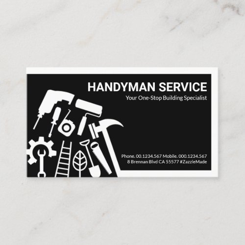 Stylish Handyman Tools Border ZazzleMade Business Card