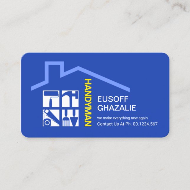 Stylish Handyman Tools Rooftop Business Card (Front)