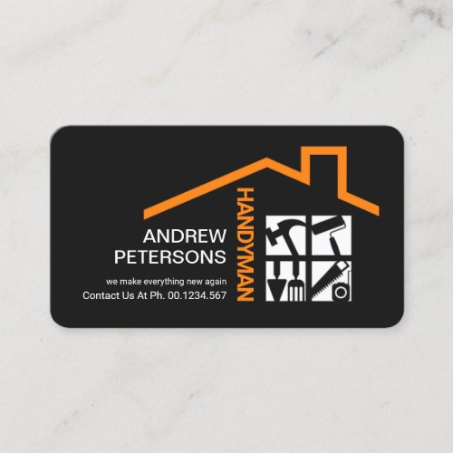 Stylish Handyman Tools Rooftop Contractor Business Card