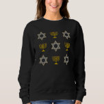 Stylish HANUKKAH Sweatshirt<br><div class="desc">Stylish HANUKKAH sweatshirt,  showing faux gold and silver STAR OF DAVID and MENORAH in a tiled pattern. Ideal men's and women's Chanukah sweater for Hanukkah celebrations and is suitable for any Jewish-themed event. Choose from a wide selection of Hanukkah cards and gifts by Berean Designs.</div>