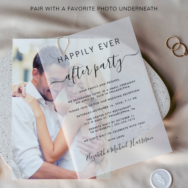 Stylish Happily Ever After Party Wedding Reception Vellum Invitations (Creator Uploaded)