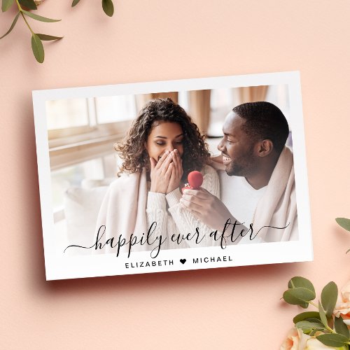 Stylish Happily Ever After Photo Engagement Announcement