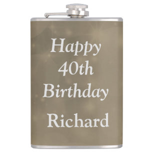 Stylish Happy 40th Birthday Flask