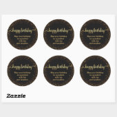 Stylish Happy Birthday Gold Sparkles And Glitters Classic Round Sticker ...