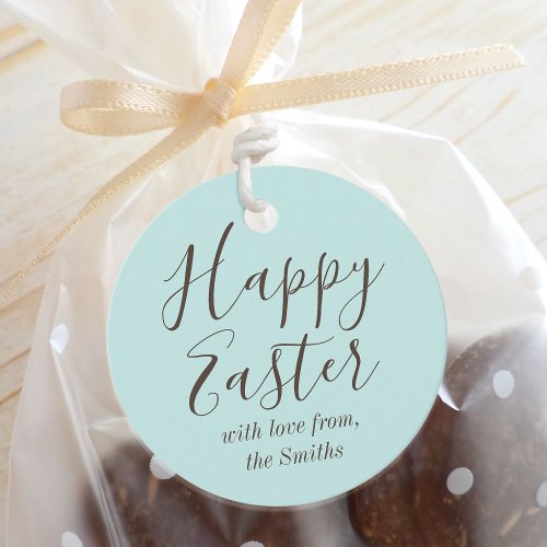 Stylish Happy Easter Blue Green Party Favor Tags
