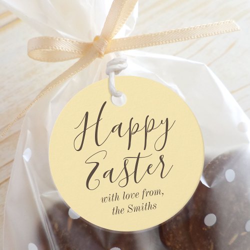 Stylish Happy Easter Yellow Party Favor Tags