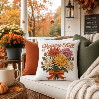 Stylish Happy Fall Autumn Flowers Chrysanthemums