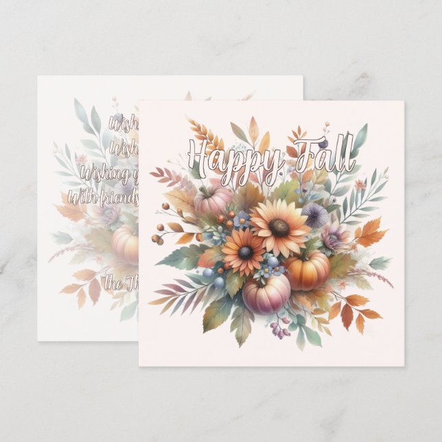 Stylish Happy Fall Pumpkin Flower Bouquet Motif (Front/Back)