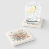 Watercolor Daisy Bouquet In Mason Jar Stone Coaster | Zazzle