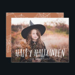 Stylish Happy Halloween Full Photo Cards<br><div class="desc">Halloween full photo card featuring your photo with a fading gradient to highlight the stylish typography and your text. Comes with a spider web pattern on the background.</div>