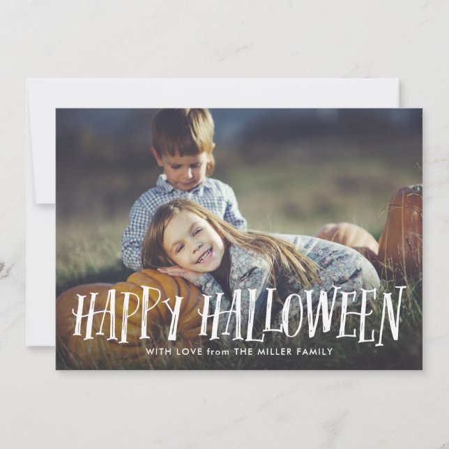 Stylish Happy Halloween Photo Card (Front)