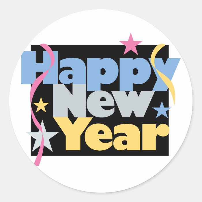 Stylish Happy New Year Stickers