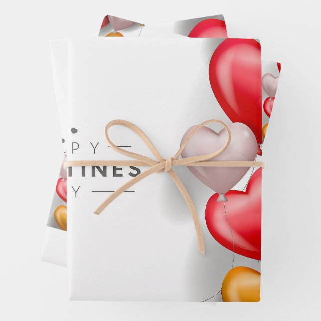 Stylish Happy Valentine's Day Wrapping Paper (In situ)